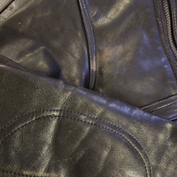 HEIN GERICKE Vtg Black Leather Jacket Mens S M 44 Motorcycle Biker Eagle Wolf - Picture 13 of 13